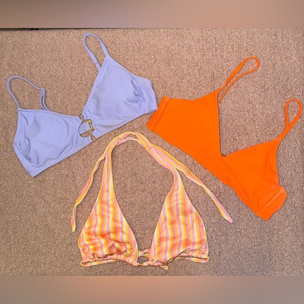 Wild Fable size medium purple orange stripes Bikini Top bundle